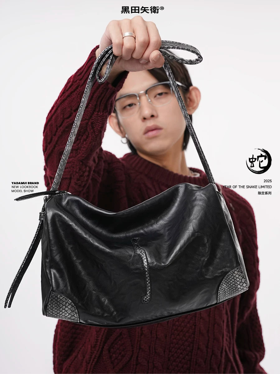 YADAMUI Snake Pleated Messenger Bag