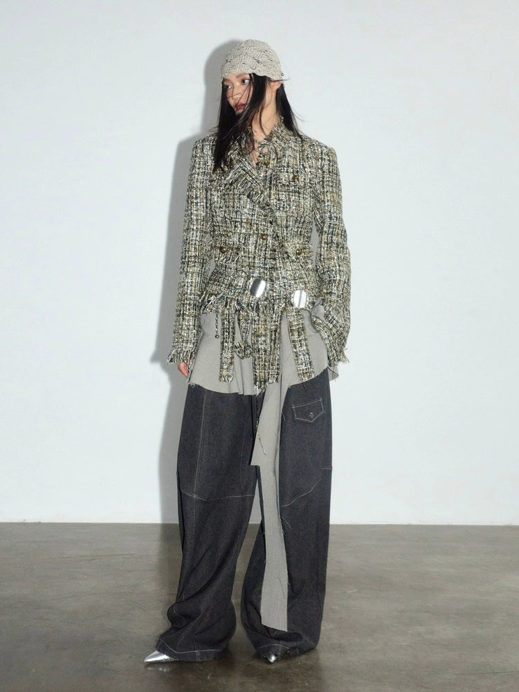 JNYLON Destructive Tassel Rough Edge Xiaoxiangfeng Jacket