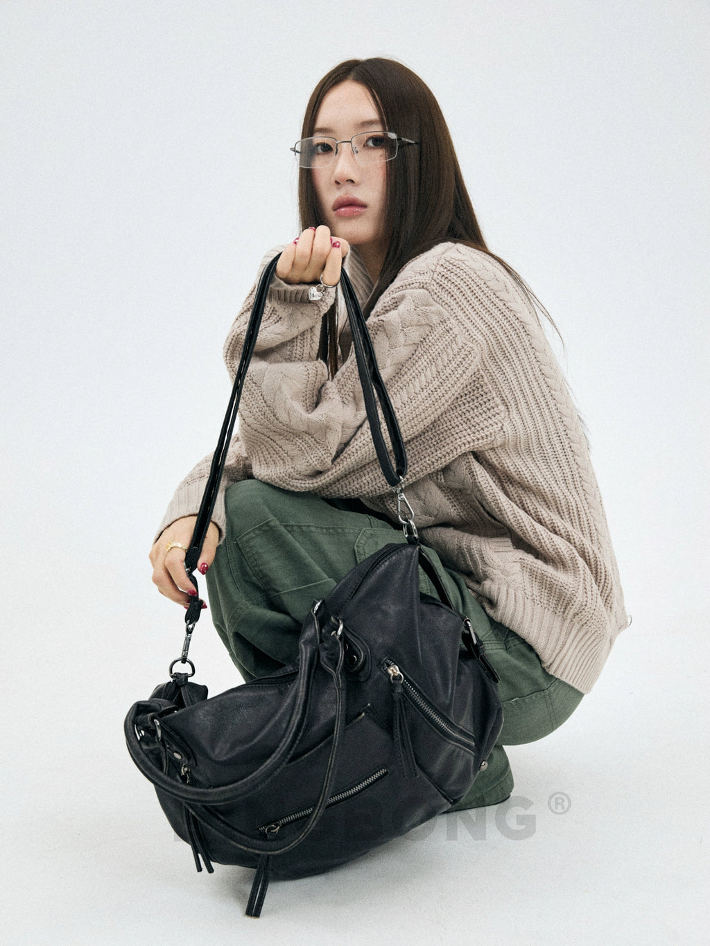 BINGBONG Retro Large Capacity Shoulder Messenger Bag