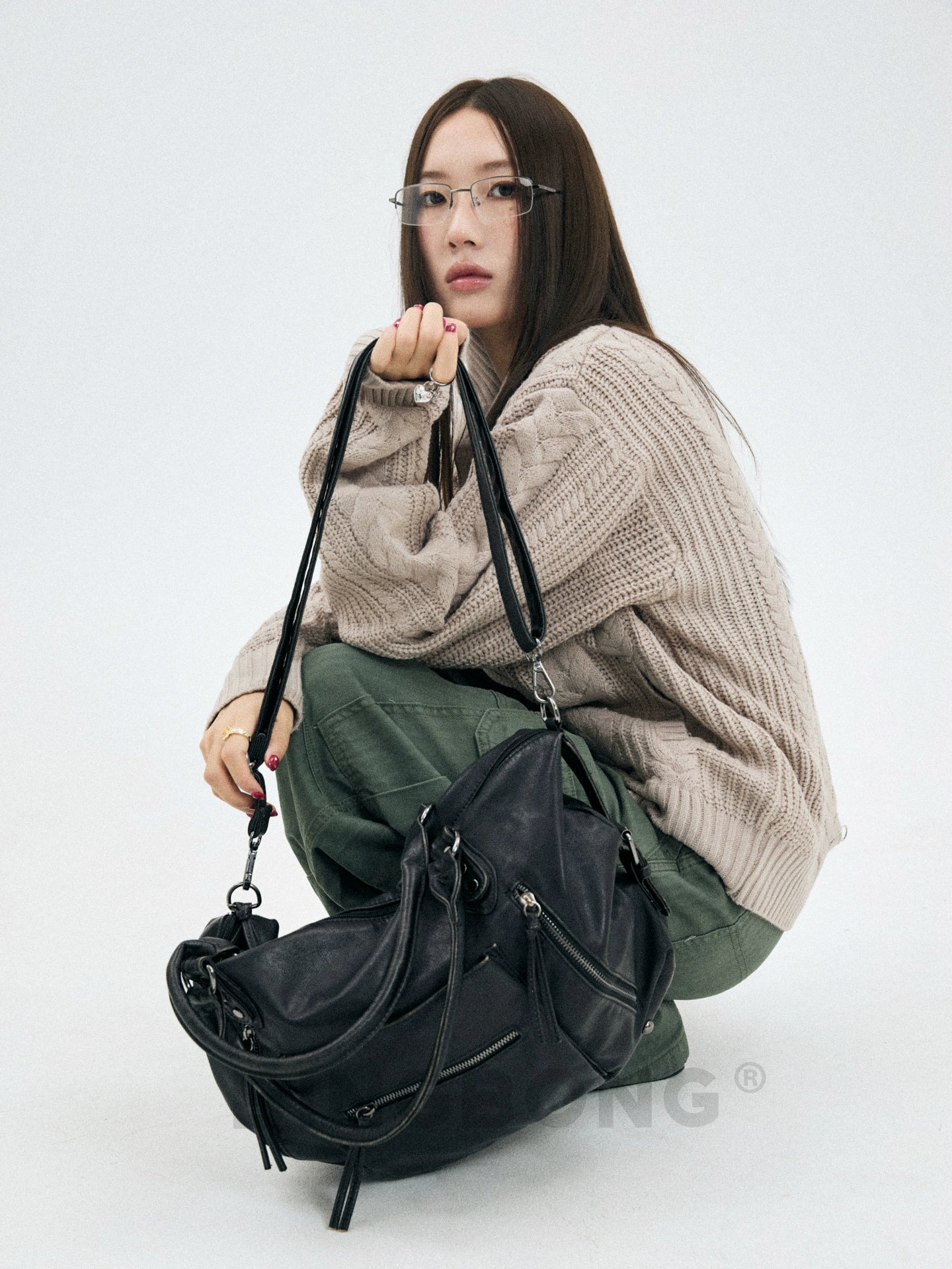 BINGBONG Retro Large Capacity Shoulder Messenger Bag