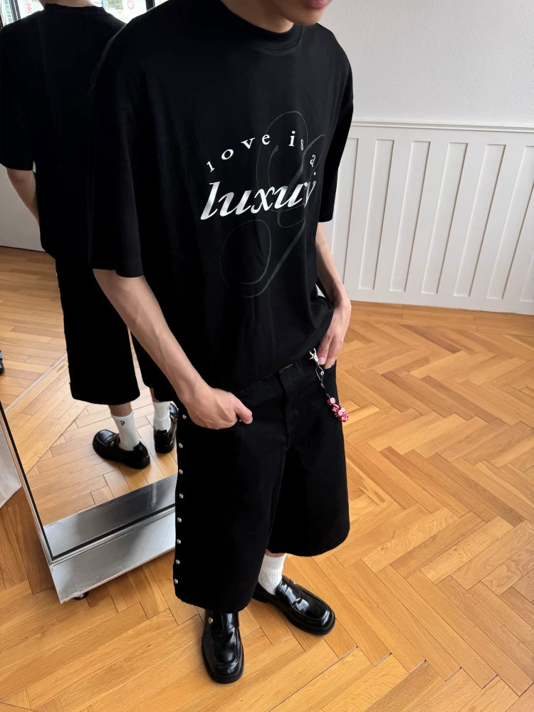 TERRAINCOGNITA Metallic Brushed Lettering Film Printed Loose Tee