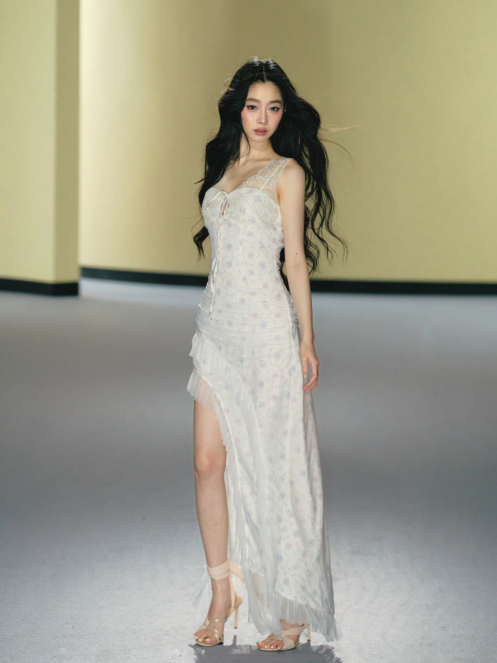 AGAM Floral Mesh Suspender Dress