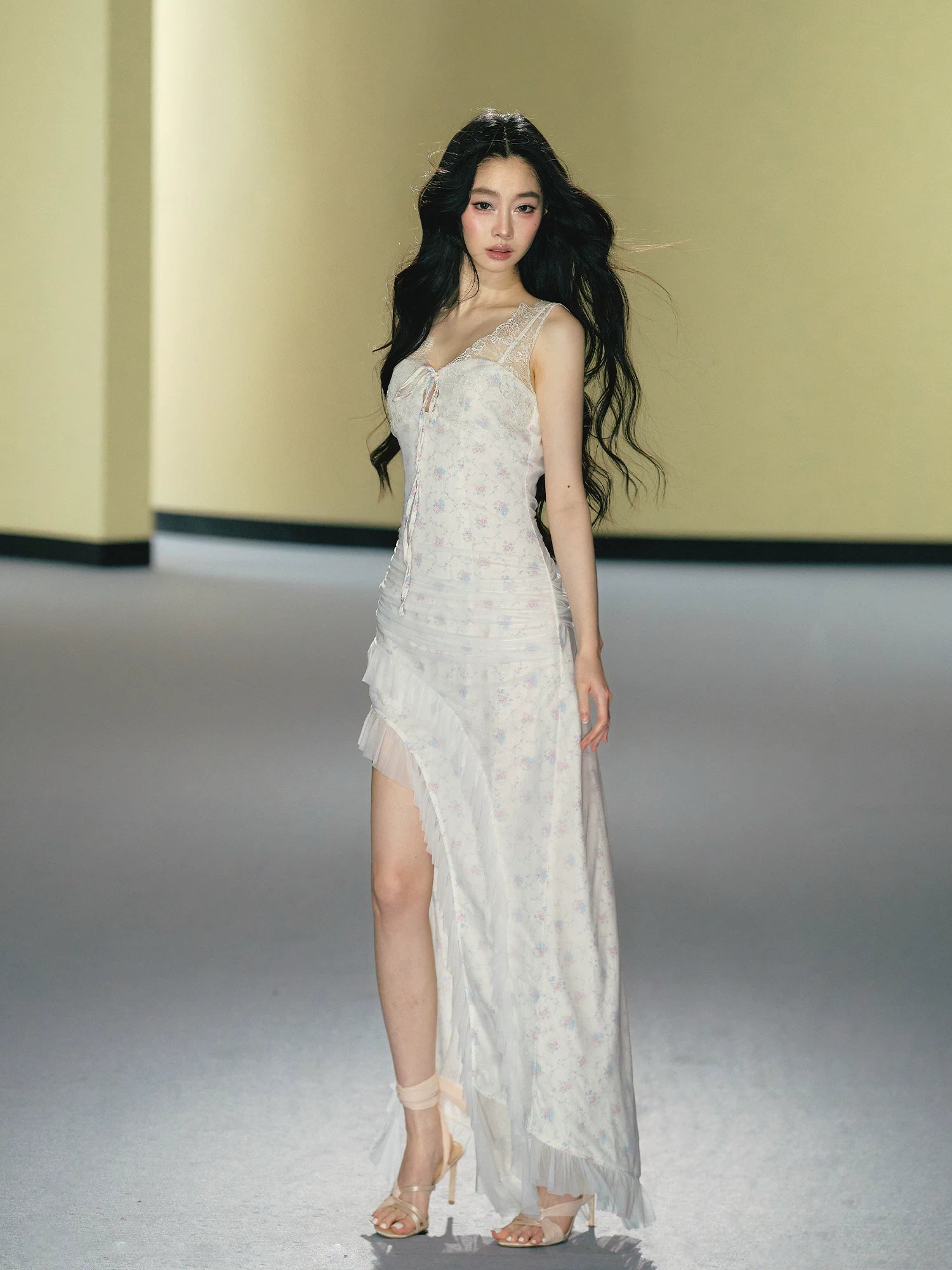 AGAM Floral Mesh Suspender Dress