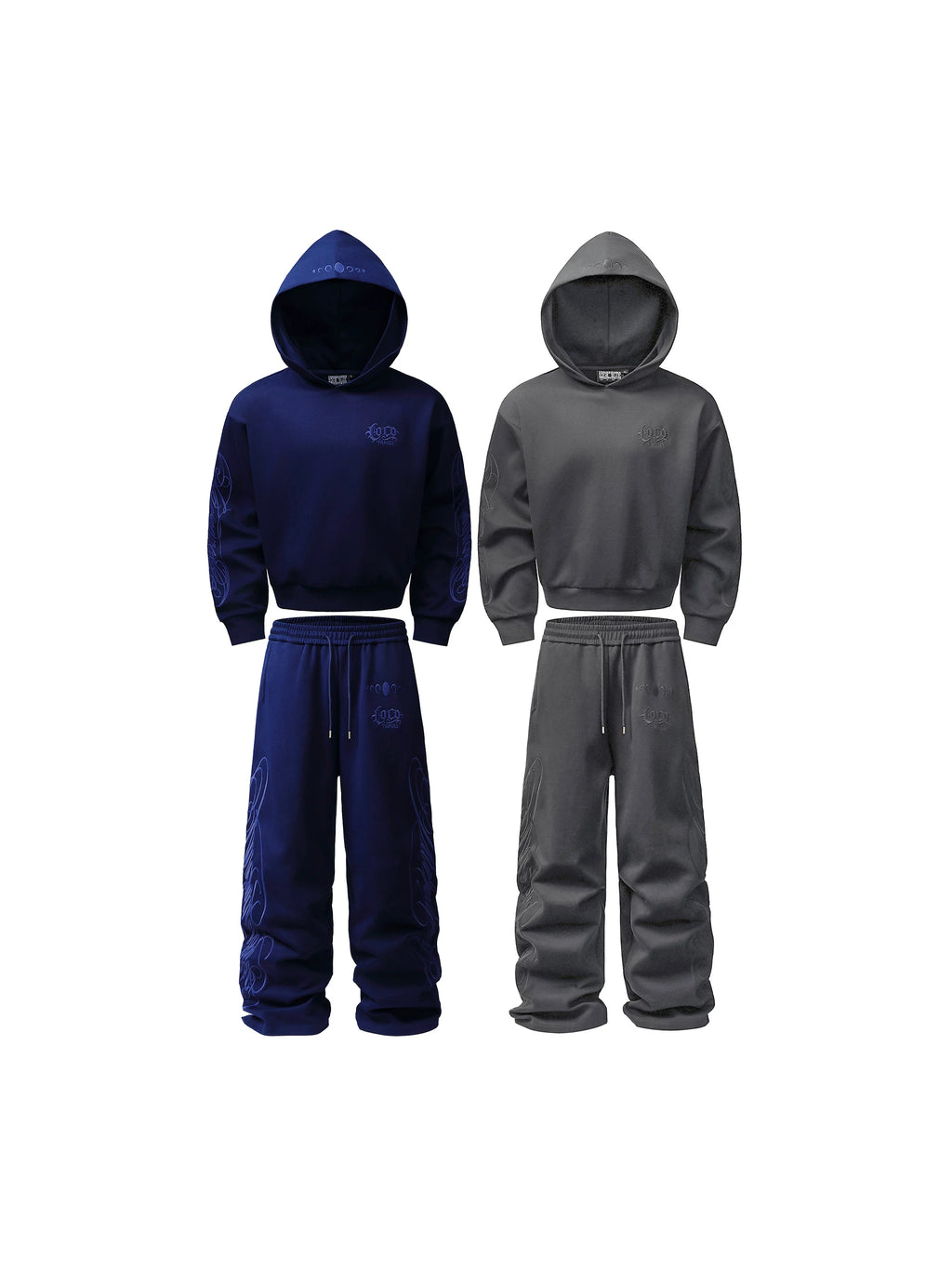 KARMANISTIC Embroidered Hooded Loose Sport Sweater Set