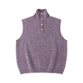 LR MADE Knitted Lapel-neck Half-cardigan Vest