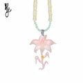 TheNewYouthPark Jade Inlaid Zircon Long Necklace