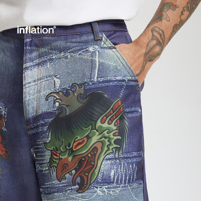 INF explosion ghost digital printing jeans