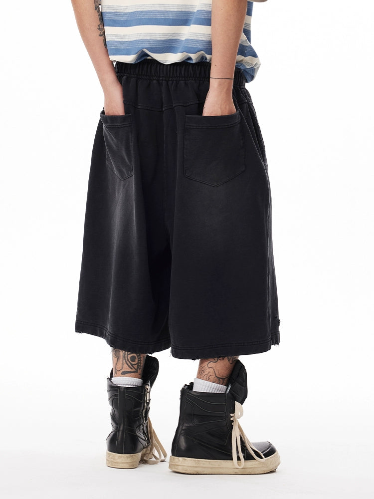 CoosRetro Wash Destroy Embroidered Logo Shorts