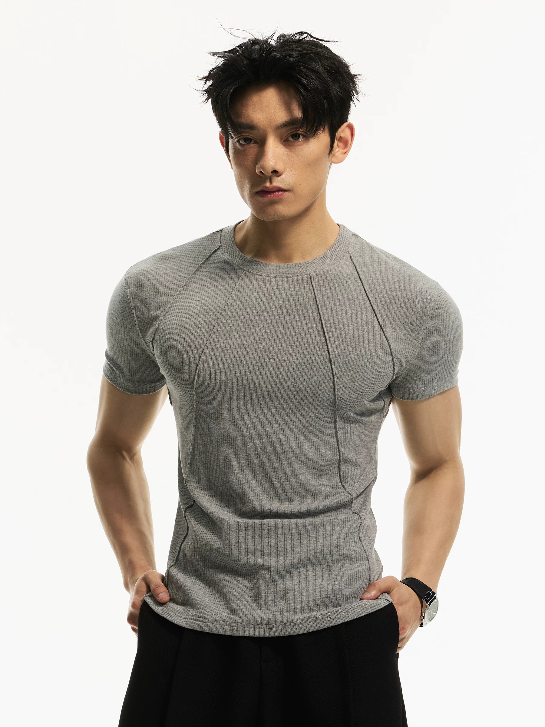 DAY NY Oblique Pleated Front Shoulder Casual Tee