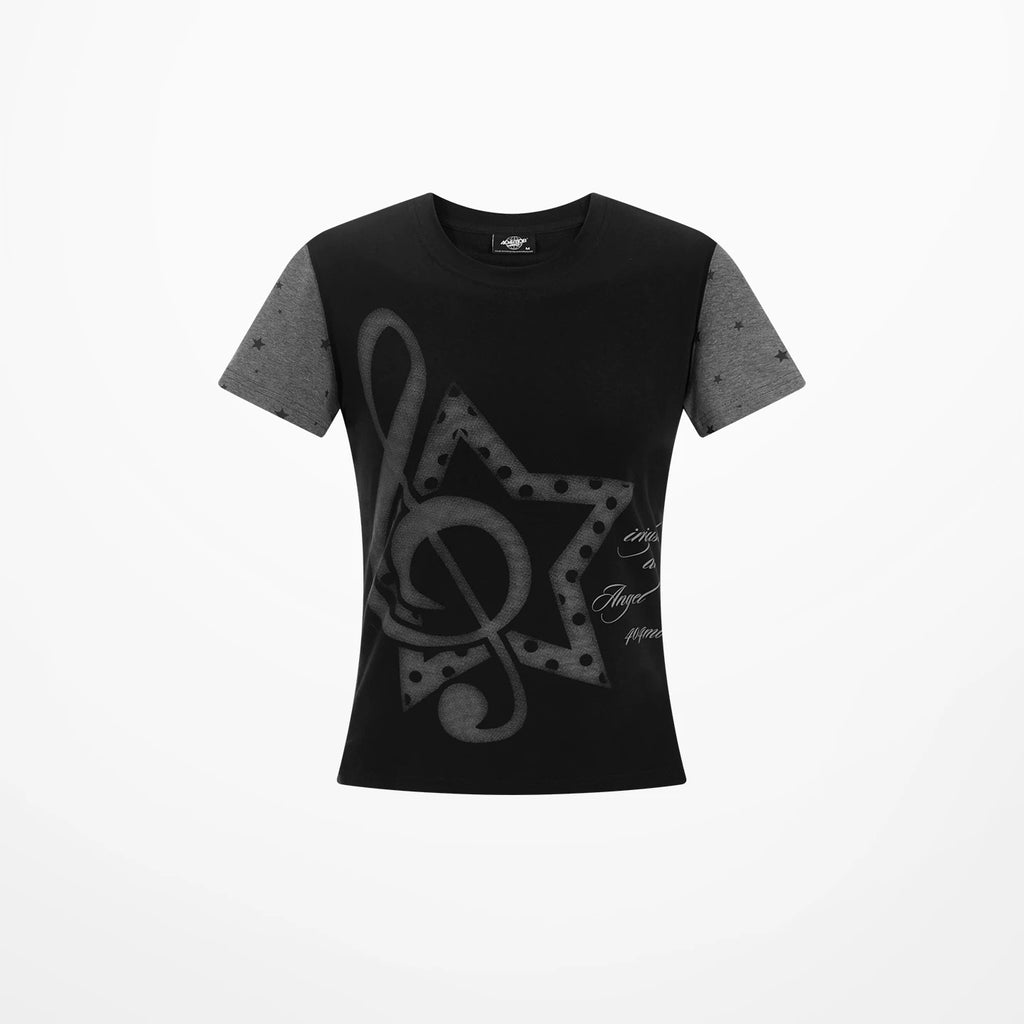 404MOB Versatile Sweet Music Note Print Thin Tee