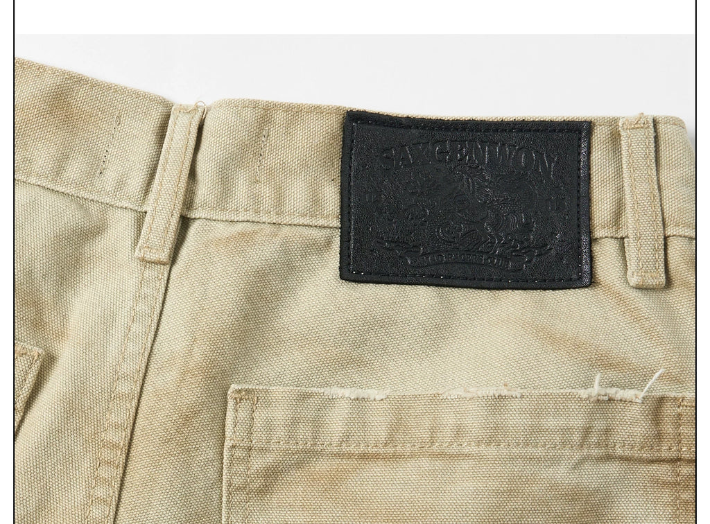 SAXGENWON Embroidered Loose Straight Overalls