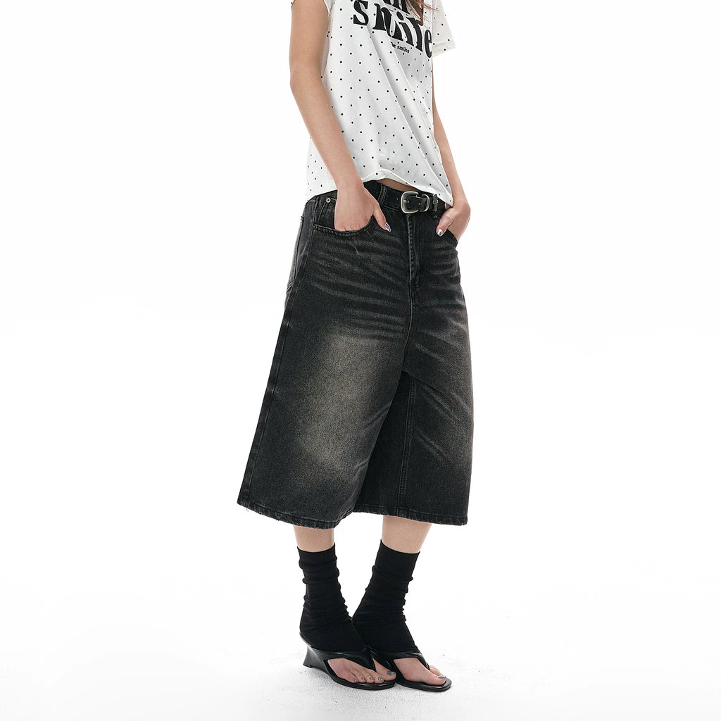 A PUEE Retro Denim Loose and Versatile Cropped Pants