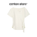 Cantonstory Crew Neck Front Shoulder Waist Thin Tee