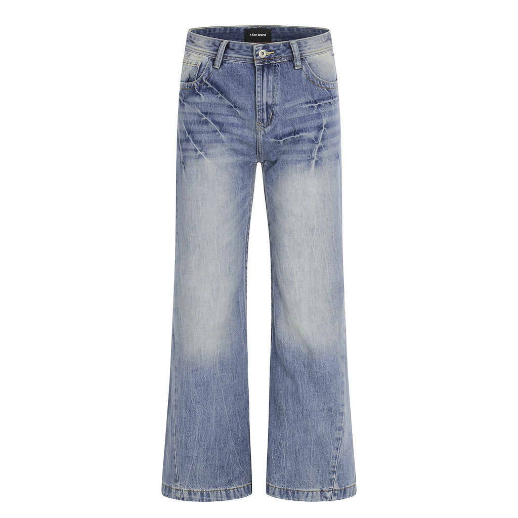 11KN Retro Lightning Pattern Slim Jeans