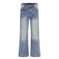 11KN Retro Lightning Pattern Slim Jeans