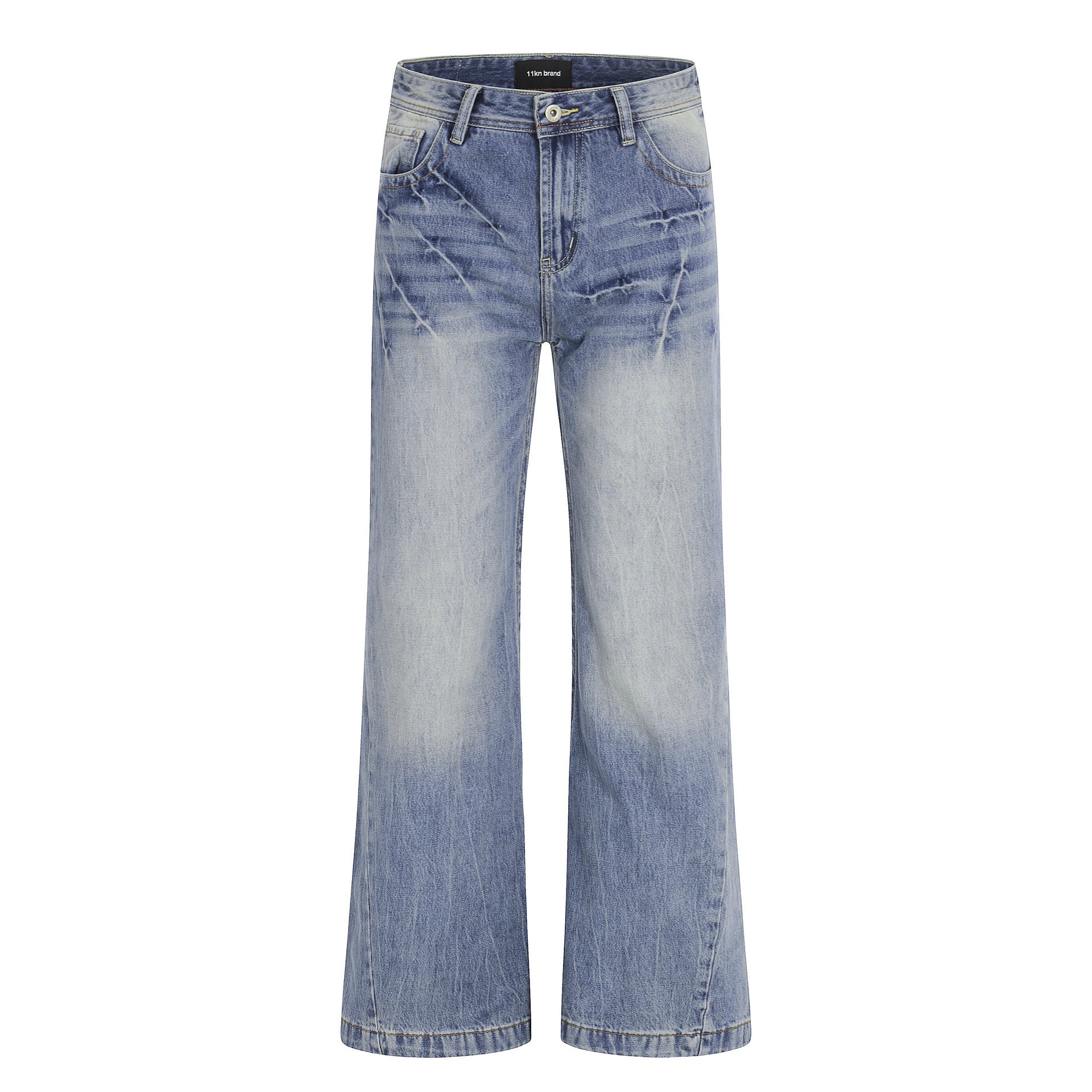 11KN Retro Lightning Pattern Slim Jeans