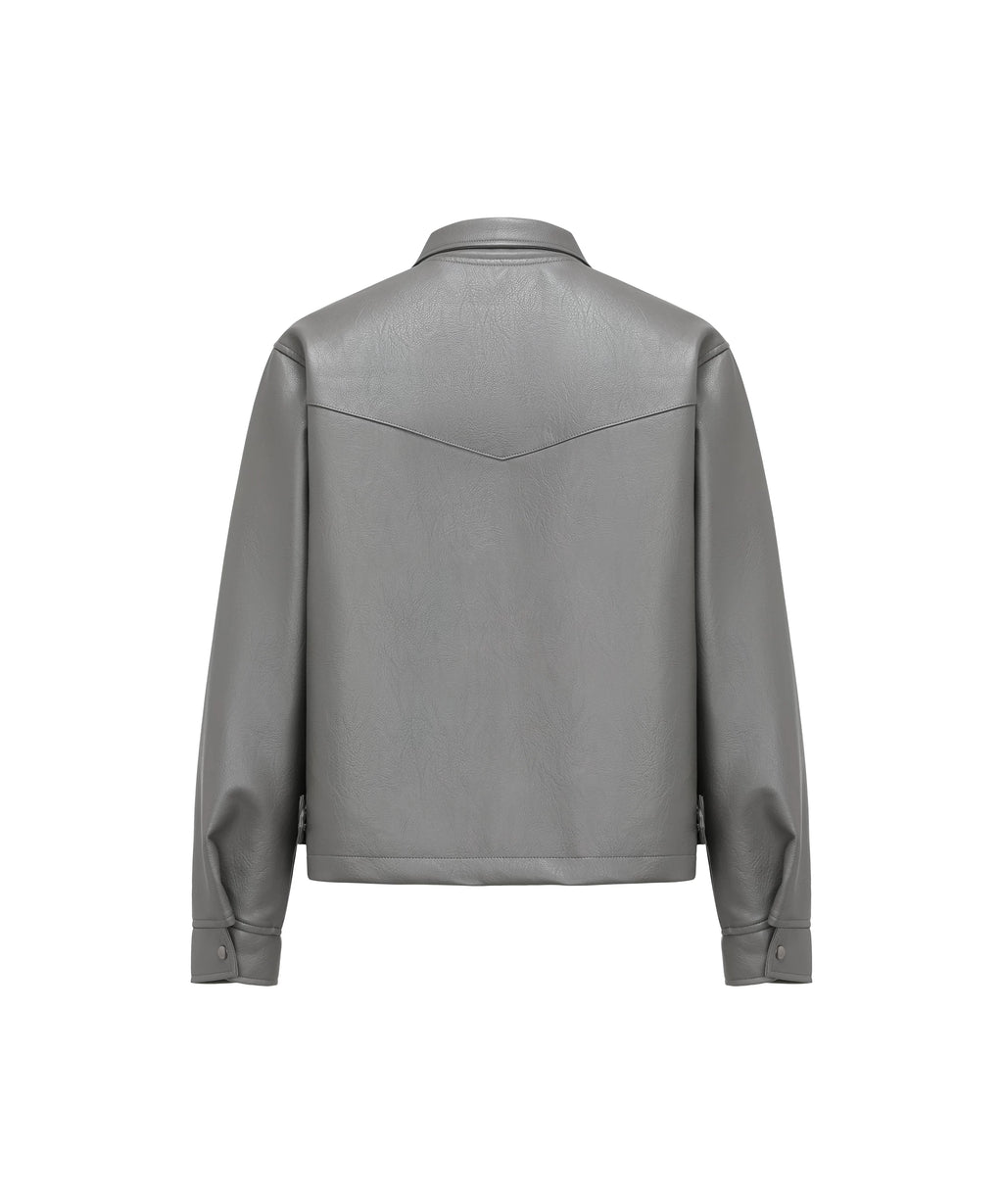 SINONOME faux PU short leather jacket cleanfit
