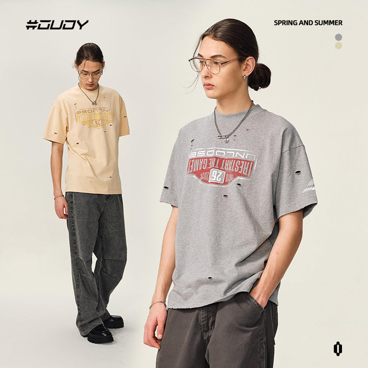 #OVDY 2025 230g Heavy Cotton Distress Short Sleeve Tee