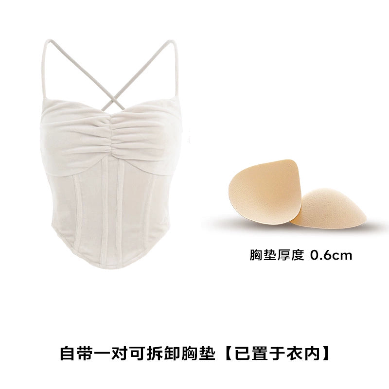 ABMY Fish Bone Waist Thin Velvet Sling