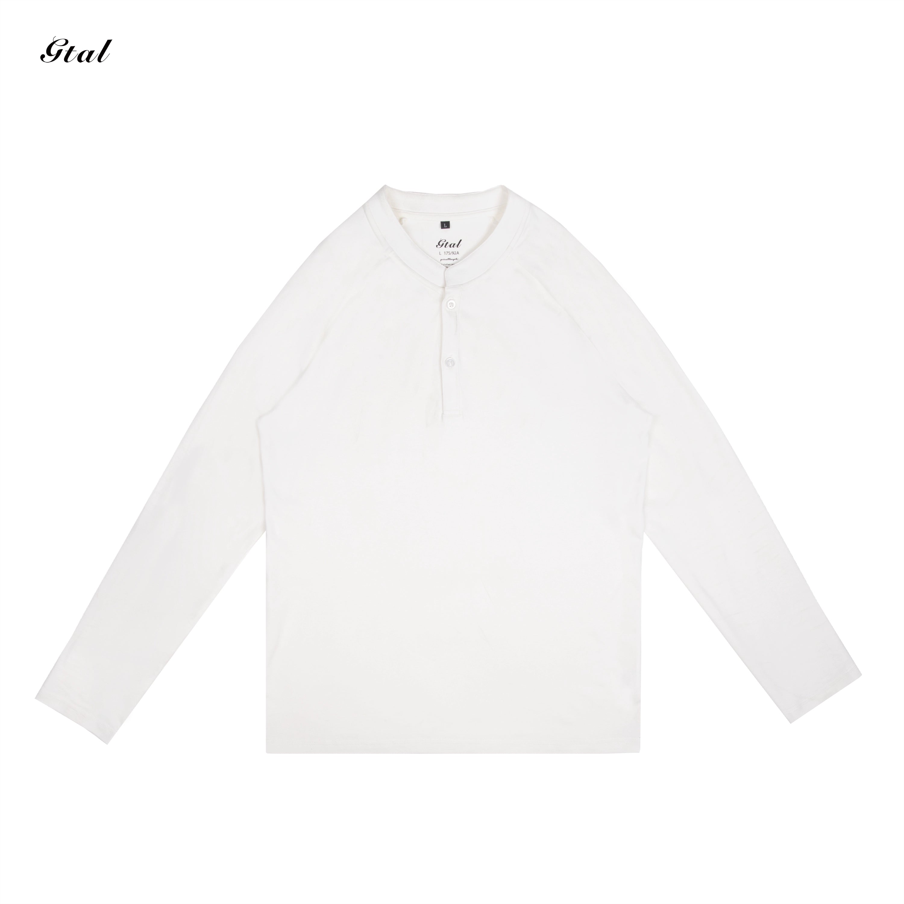 GTAL Casual Henry Collar Embroidered Long Sleeve