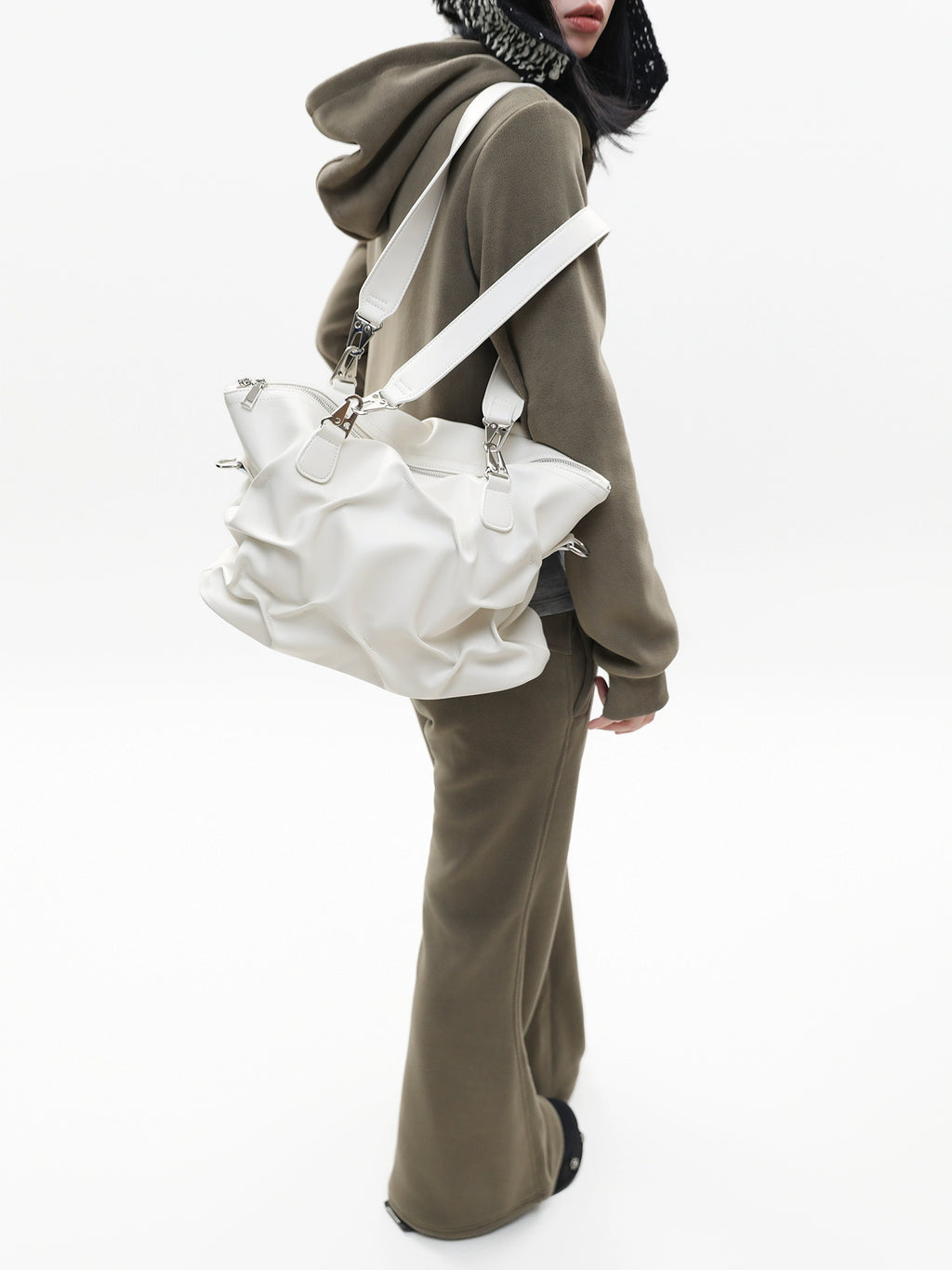 JANDRESS Pleated Large Capacity Shoulder Messenger Bag