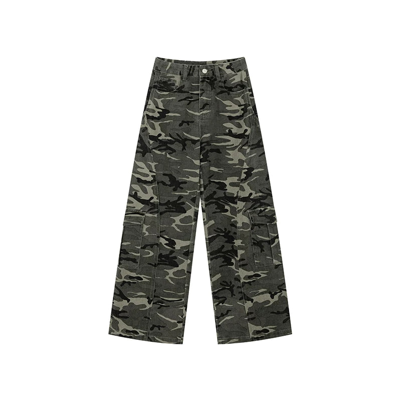 KANO Camouflage Print Wide-leg Cargo Pants