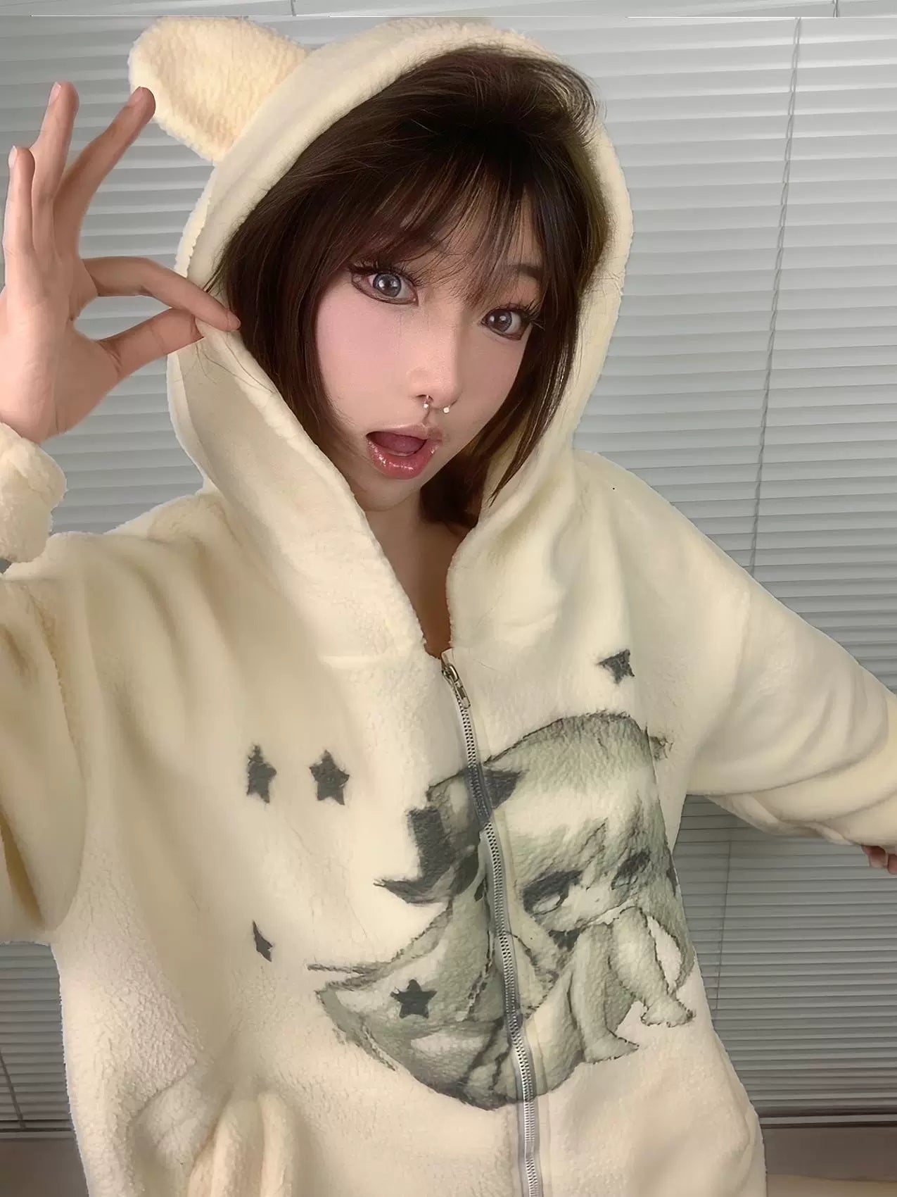 WEBBAR Fleece Thickened Hooded Zip Jacket