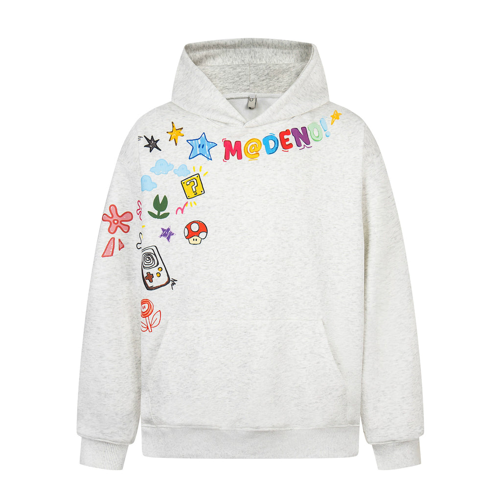 Kenvibe Vintage Graffiti Cartoon Print Fleece Sweater