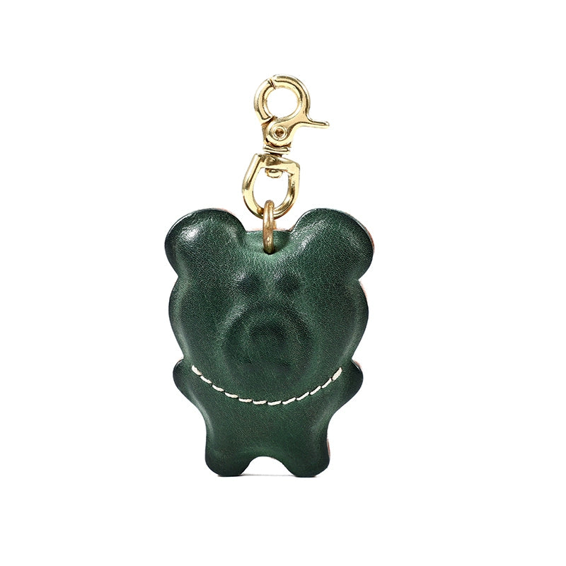 HALF WORK cowhide bear biscuit pendant, genuine leather retro handmade creative bag cute pendant