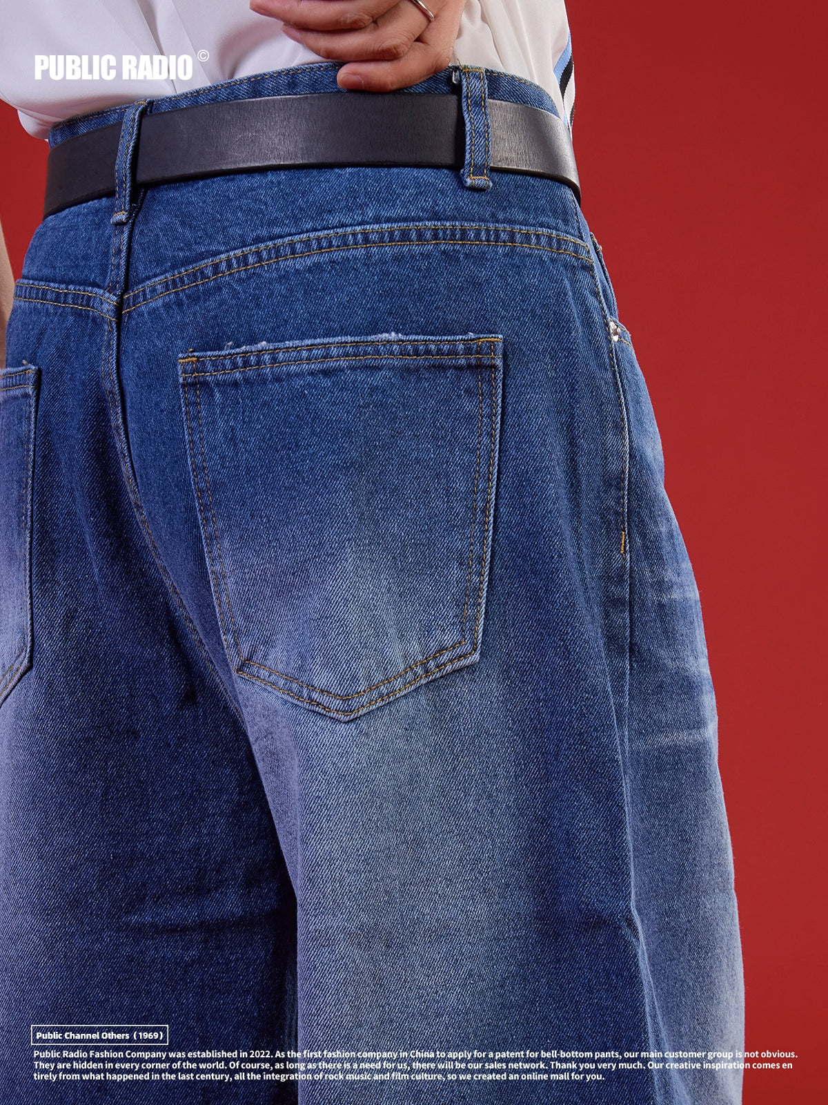 PUBLICRADIO Retro Washed Knee Denim Shorts