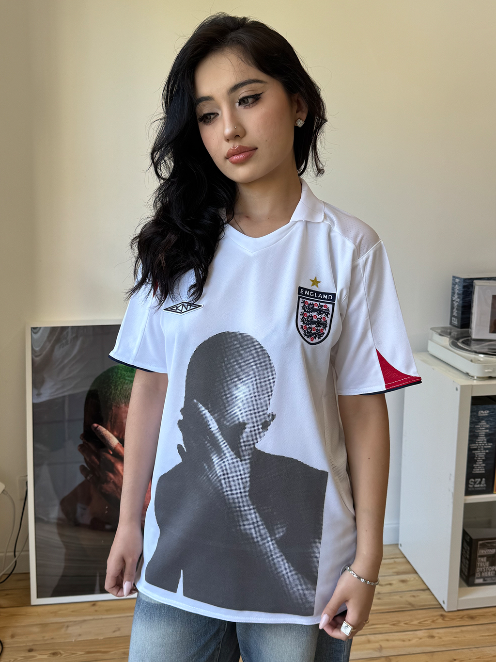 KANYE  REMAKE Portrait Print Casual Tee
