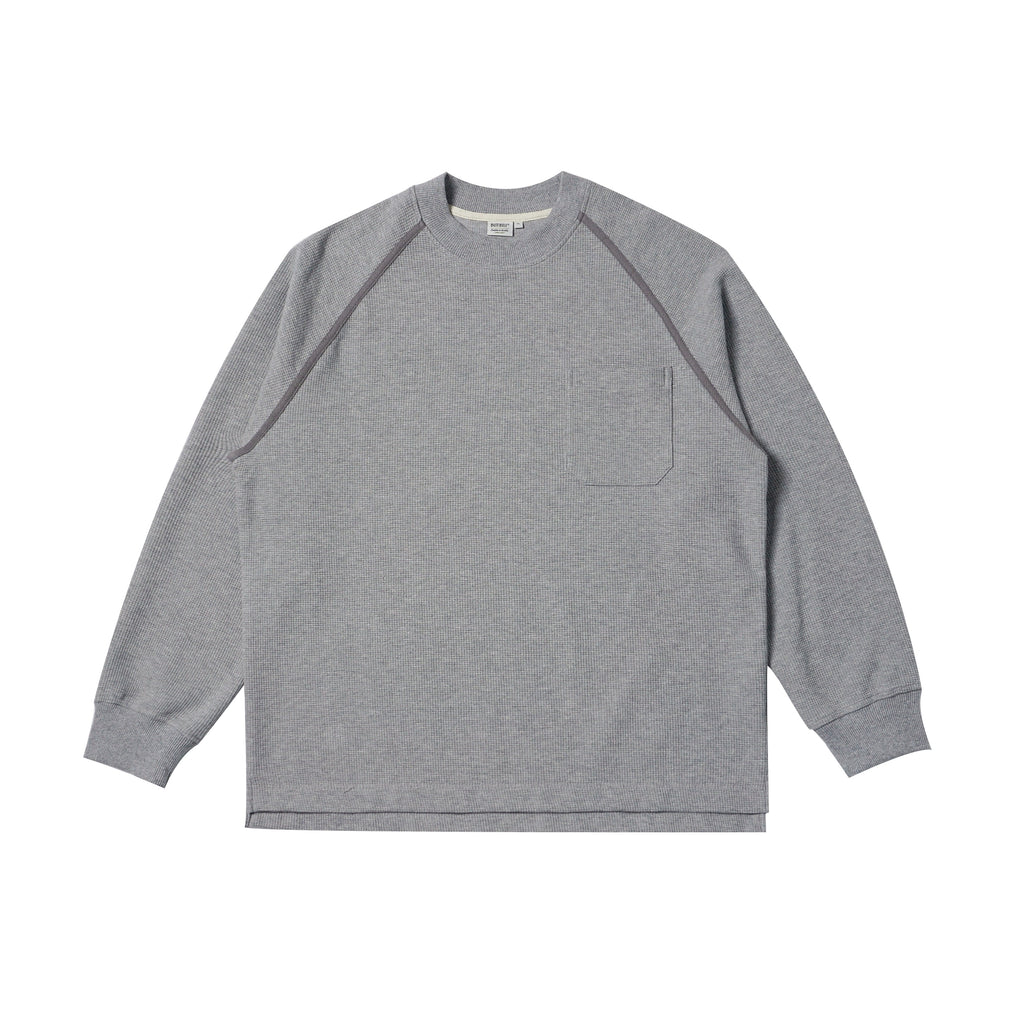 BUTTBILL Waffle Ragged Loose Long Sleeve Tee