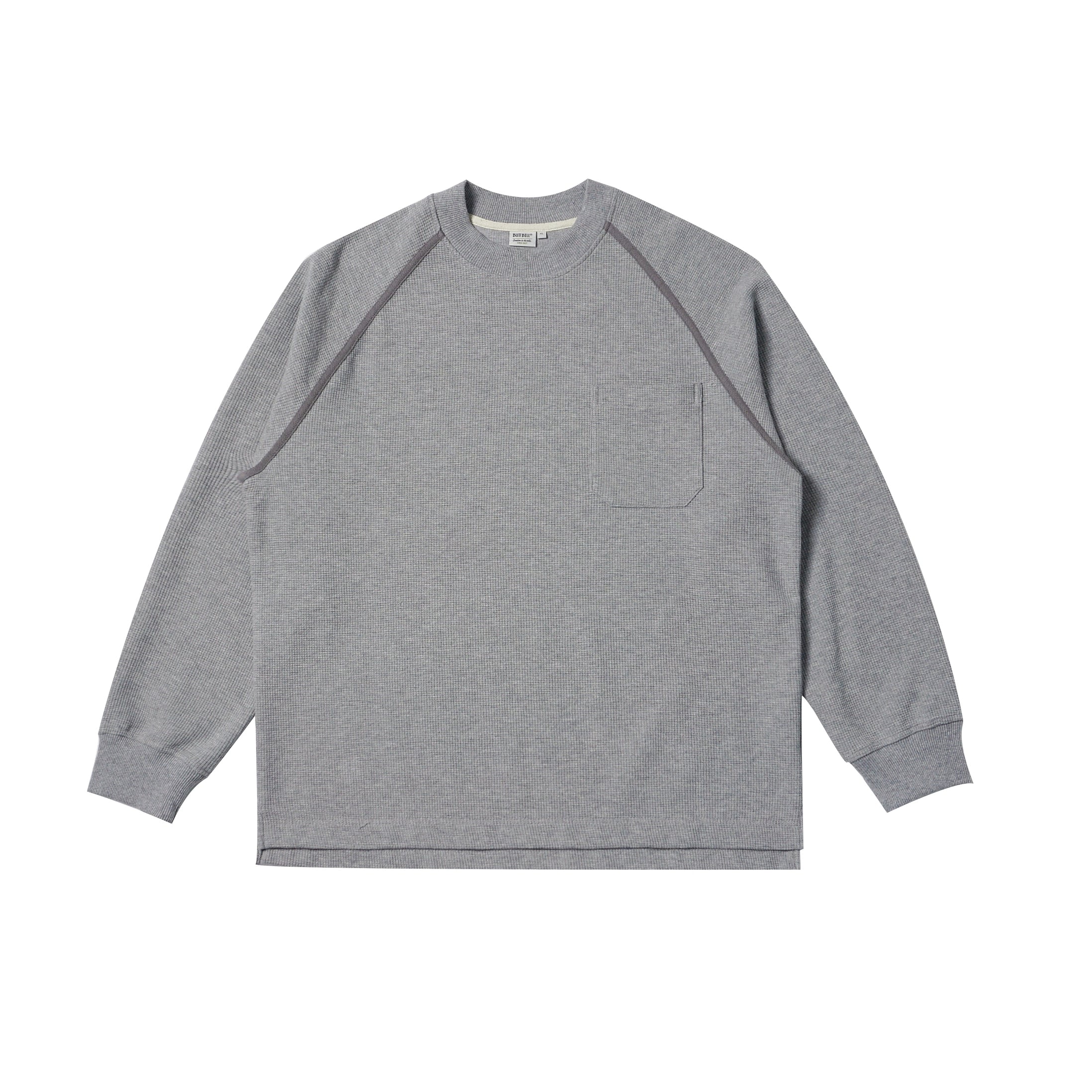 BUTTBILL Waffle Ragged Loose Long Sleeve Tee