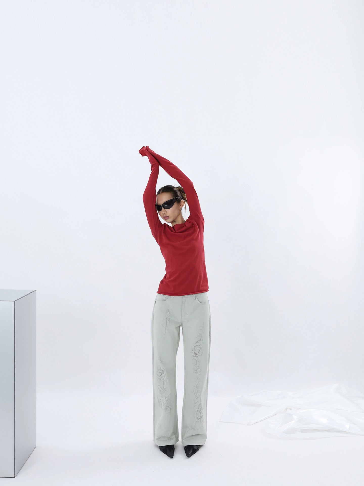 FUZZYKON Gradual Change Animal Texture Straight Jeans