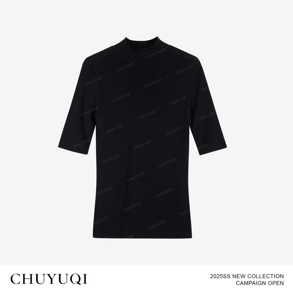 CHUYUQI Slim-fit Semi-turtleneck Bottomed Knitted Sweater