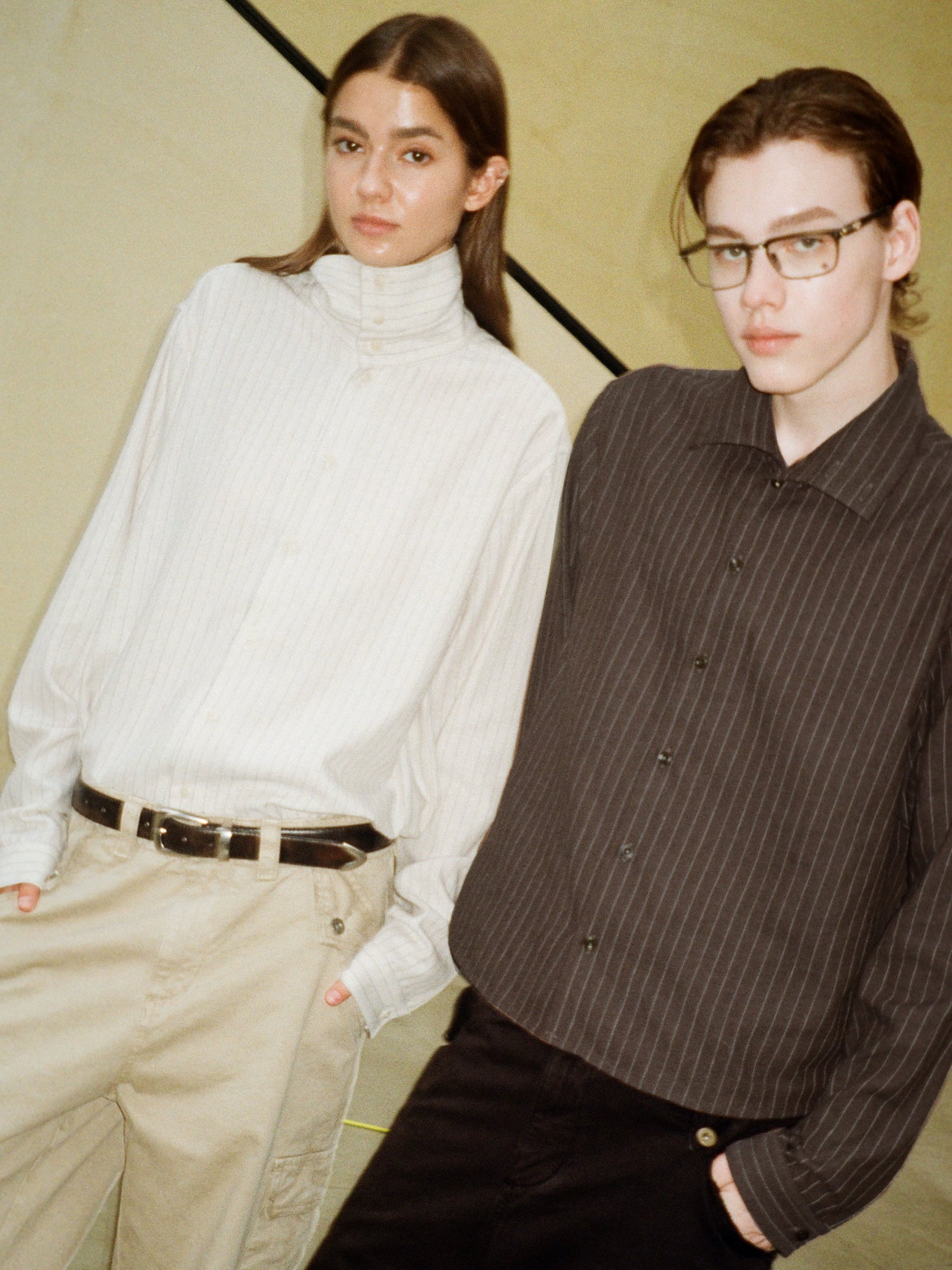 VLABMADE Striped Pendant Short Profile Multi-neck Adjustment Shirt