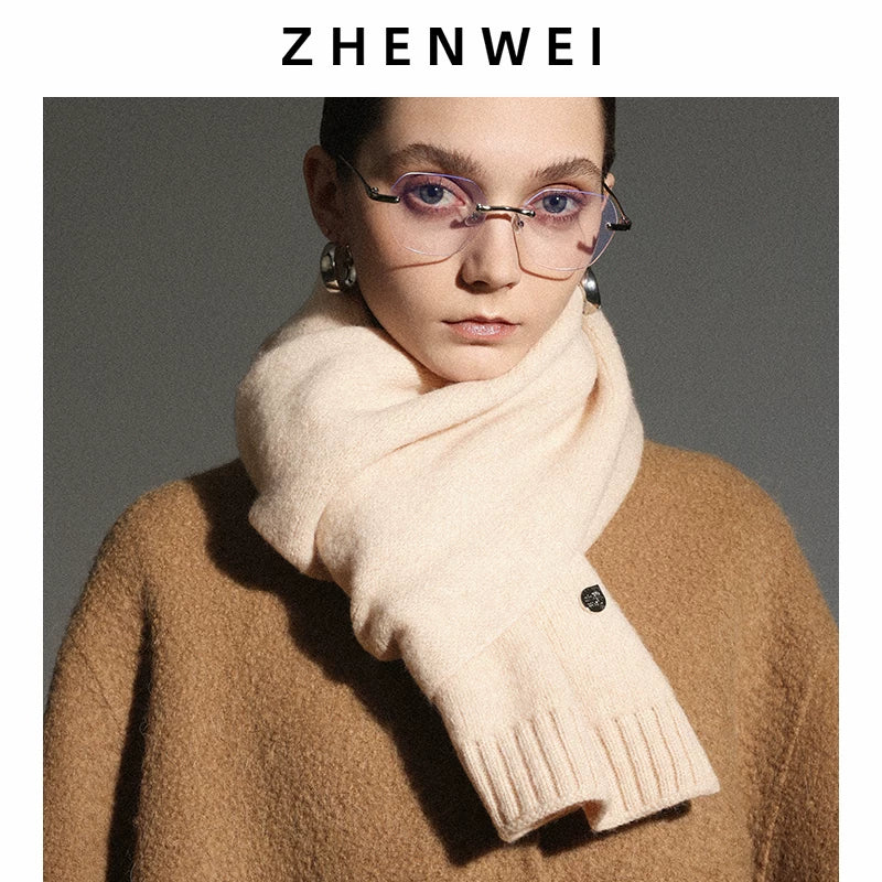 ZHENWEI 100% Wool Enlarged and Widened Knitted Long Scarf