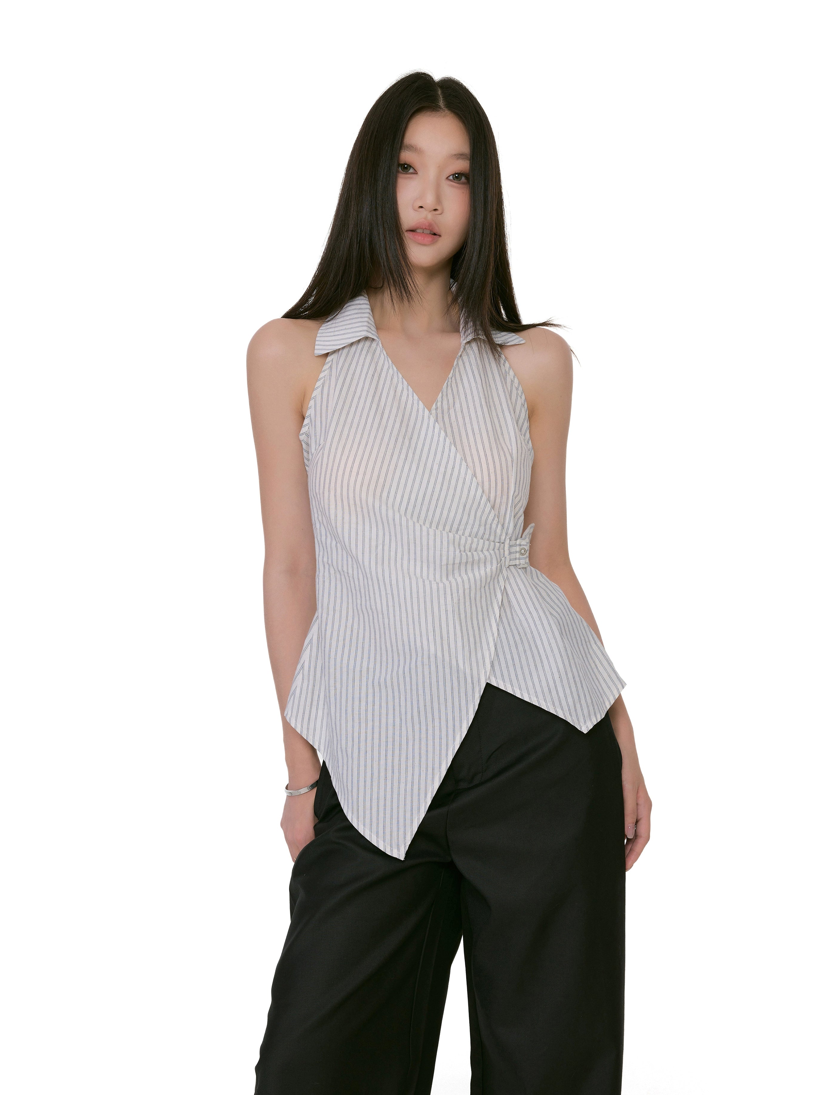 WITHMIN Skinny Striped Shirt Vest