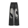 FUNKYFUN Irregular Ripped Patch Straight Jeans
