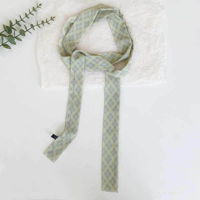 YORSOY Checkered High-end Narrow Silk Scarf