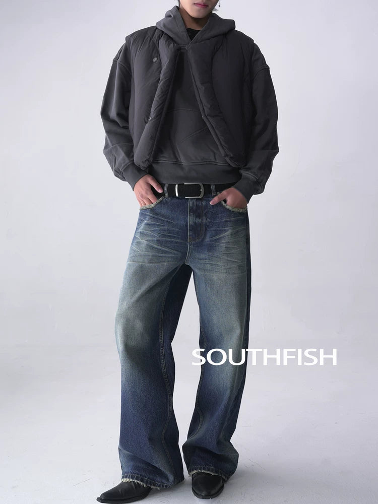 Southfish Retro Distressed Easiest for Matchstraight-leg Pants