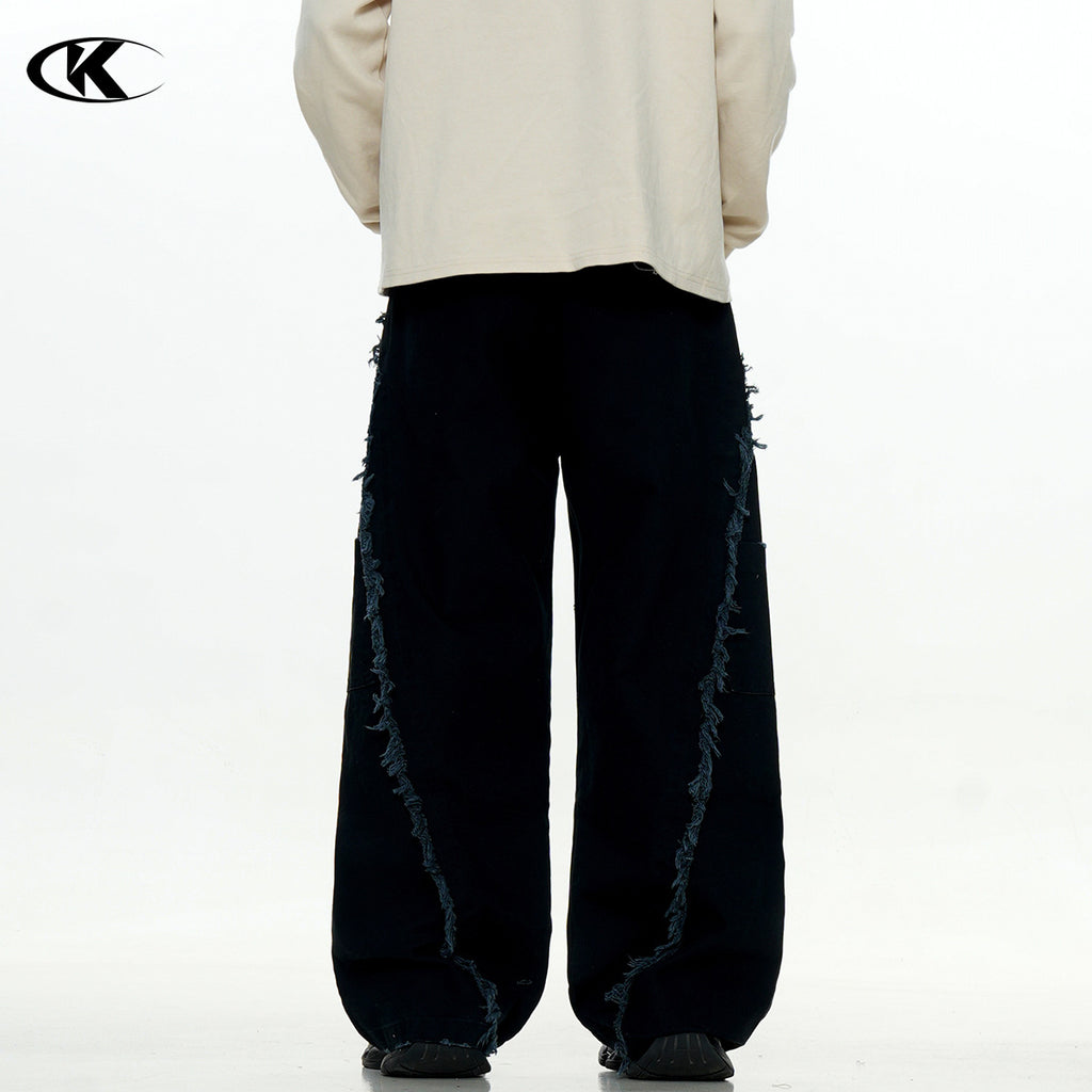 11KN  rough edge splicing multi-pocket tooling jeans