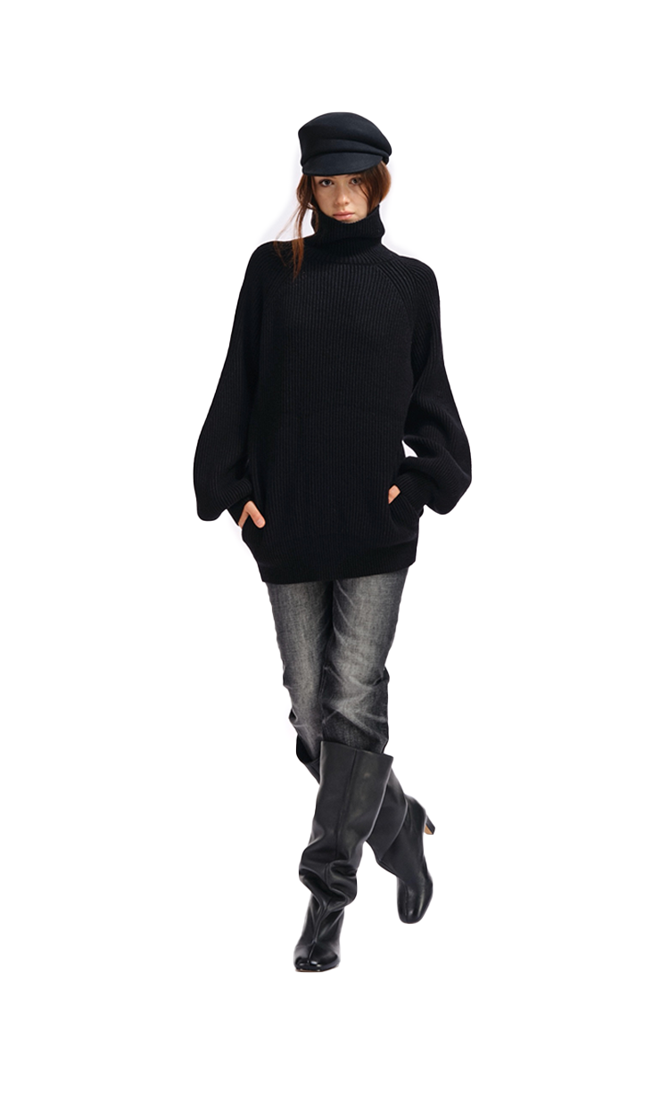 Two Little Guys Oversize Turtleneck Pocket Sweater