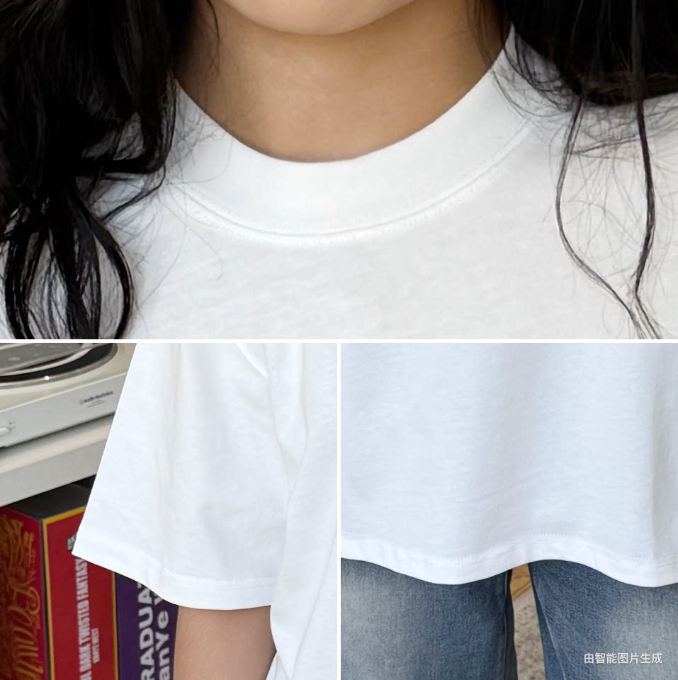 DKNT Kitty Print Crew Neck Loose Casual Tee