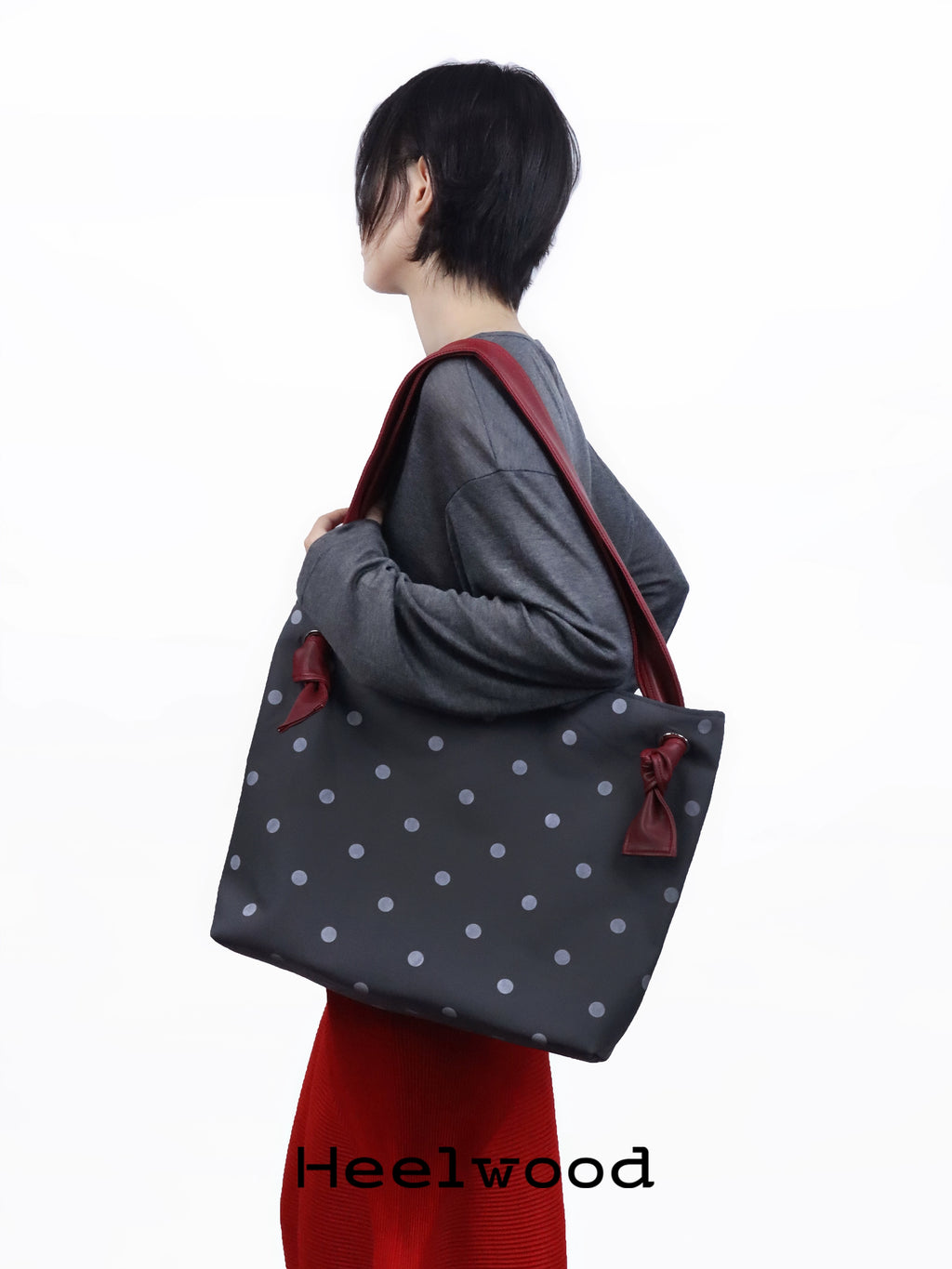 Heelwood Contrast Polka Dot Shoulder Tote Bag