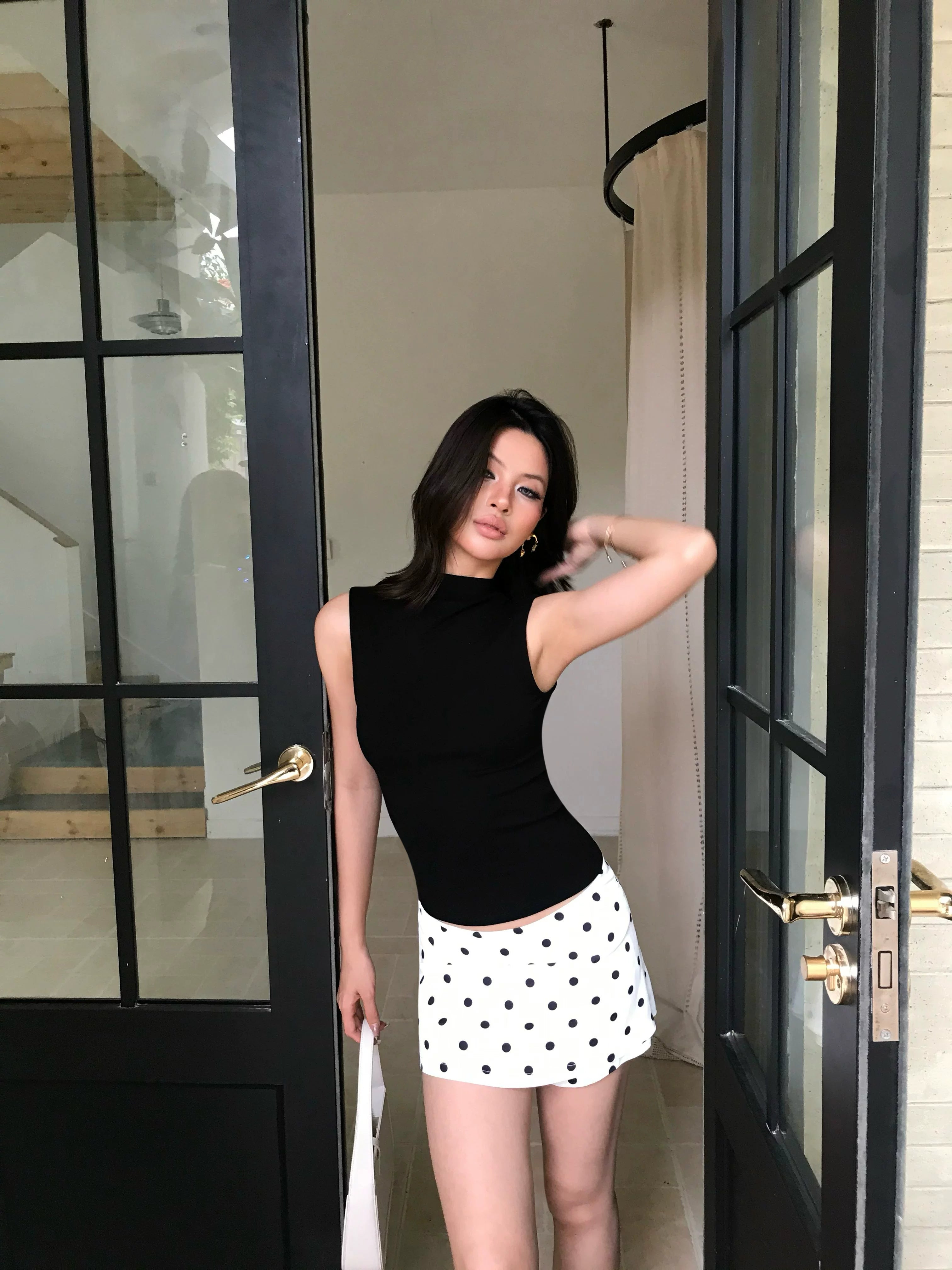 Audwyn Polka Dot Skinny Versatile Skirt