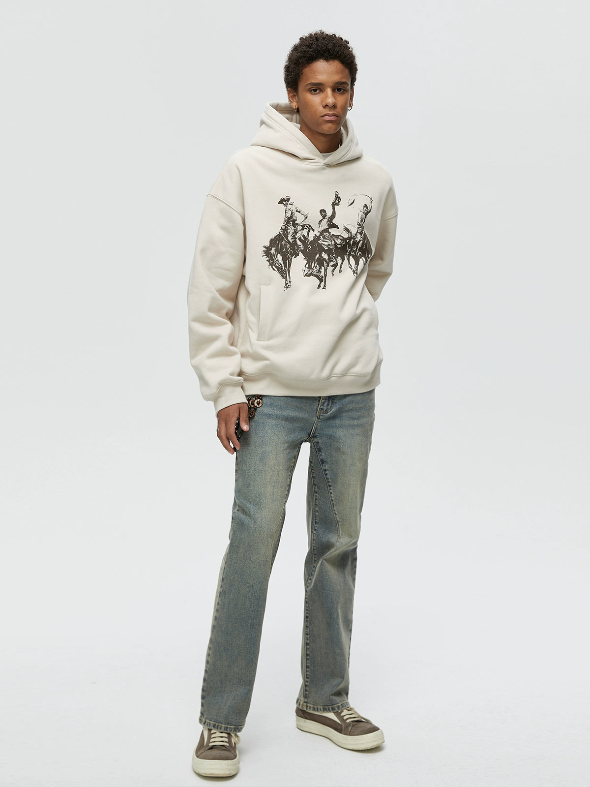 KREATE Drape Vintage Print Hooded Sweater