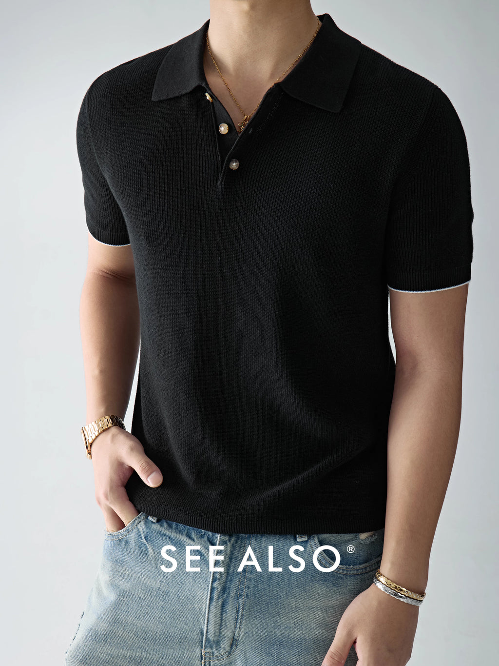 SEE ALSO Loose Cotton and Linen Knitted Polo Shirt