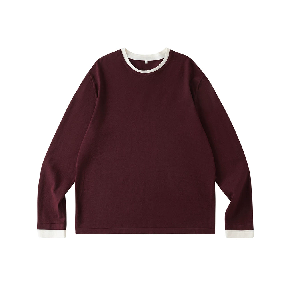 LR Contrasting Splicing Knitted Sweater