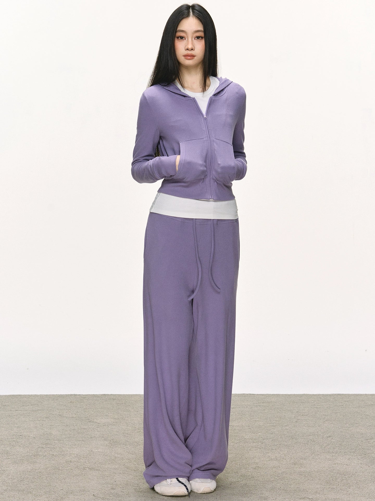 Anna Aneae Hooded Short Sweater Jacket Casual Sports Suit